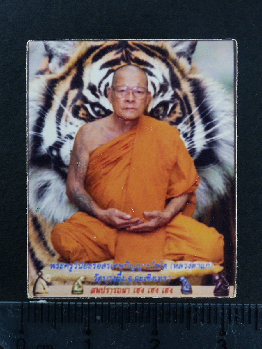 1.jpg - รูปถ่ายหลังเสือสมปรารถนา หลังปั้มยันต์ หลวงตาแก่(พระครูวินัยธรอสรเศษ ปัญญาปโชโต) วัดบางผึ้ง จ.ฉะเชิงเทรา เจ้าตำรับเสือแกะไม้มหาเฮง แห่งลุ่มแม่น้ำบางปะ [..] | https://kamulet.in.th