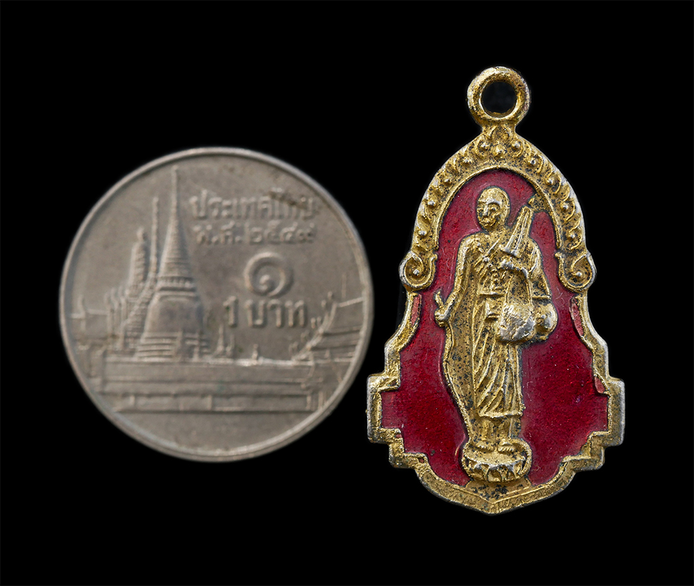 3.jpg - เหรียญพระสิวลี หลังยันต์ เนื้อกะไหล่ทองลงยาแดงล | https://kamulet.in.th