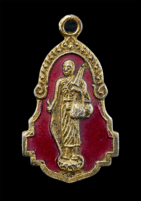 เหรียญพระสิวลี หลังยันต์ เนื้อกะไหล่ทองลงยาแดงล | https://kamulet.in.th