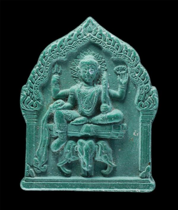 สมเด็จอมรินทราธิราช (พระอินทร์) ประธานพร คุ้มครอง สร้างปี 2550 พิมพ์ใหญ่ วัดพระพุทธฉาย จ.สระบุรี เนื้อผงพุทธคุณ ผงว่าน สีเขียว(มีแ [..] | https://kamulet.in.th