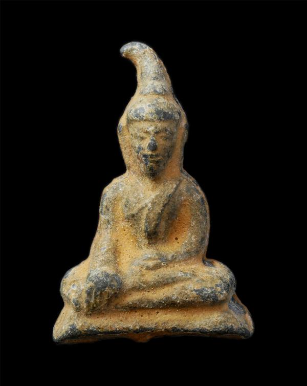 พระท่ากระดานเกศคด เนื้อชินตะกั่ว หลังยันต์อุณาโลม พระเก่าสวย ไม่ทราบที่ | https://kamulet.in.th