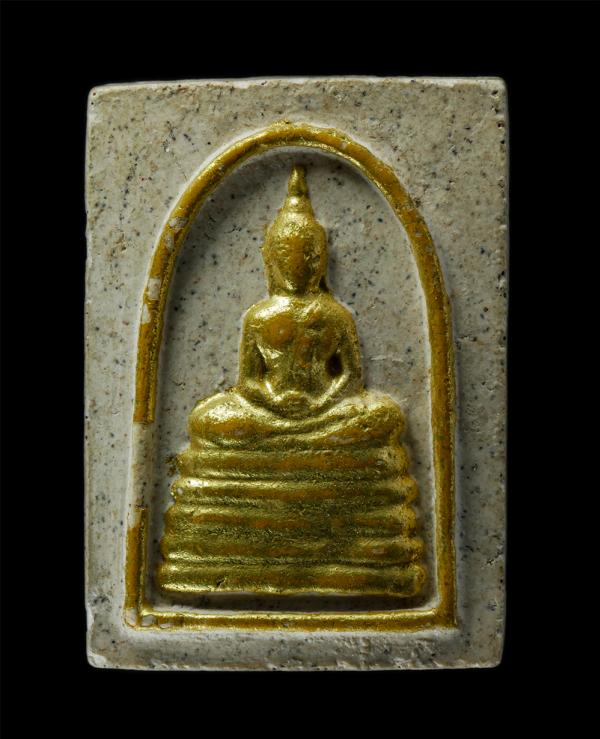 พระสมเด็จ หลังพระปรกโพธิ์ เนื้อผงพุทธคุณ ผงว่าน ปิดทอง พระเก่าสวย มวลสารดี | https://kamulet.in.th